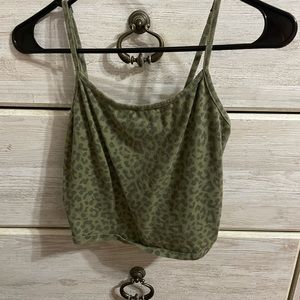 Green cheetah print tank top
